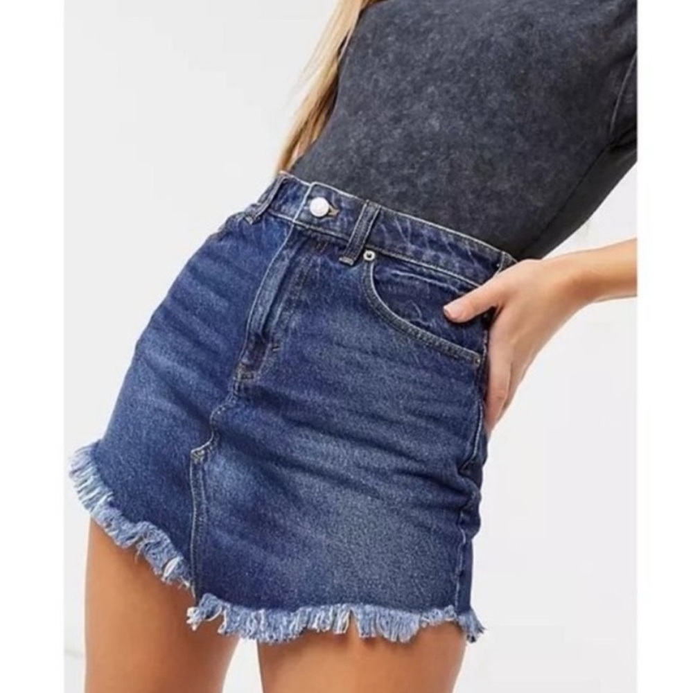 Free People Blue Ruffled A-Line Mini Skirt